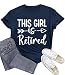 Wlen Retirement Shirts for Women Retired Teacher T-Shirt Grandma Retired Tee Tops Blue