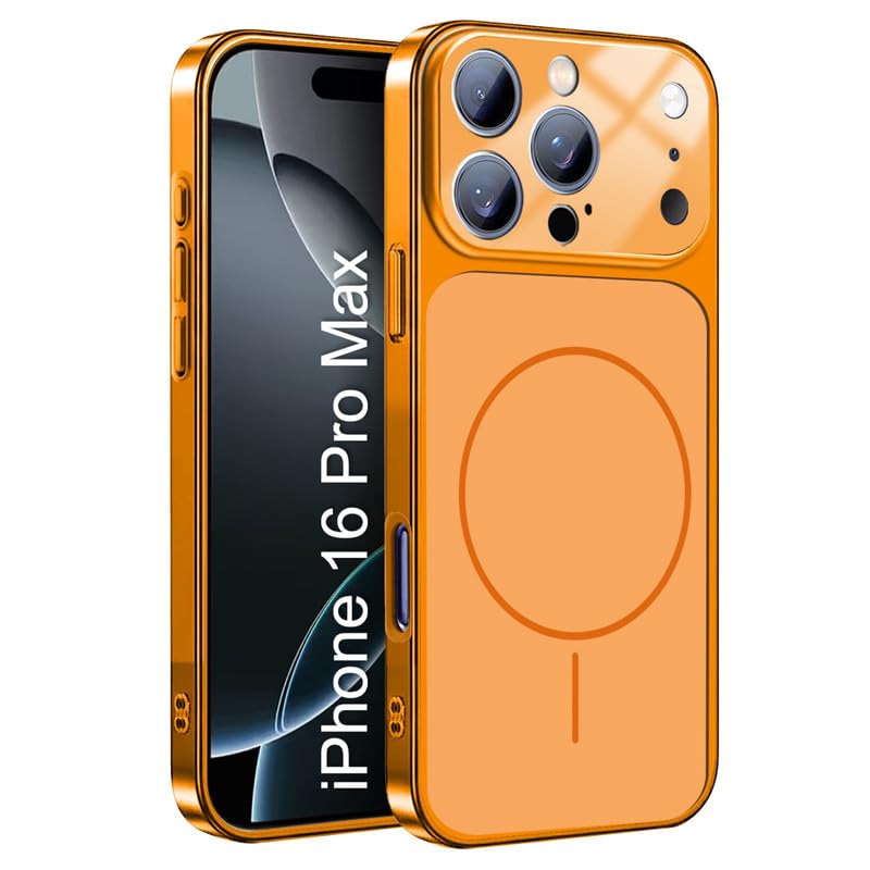 Image of LuxuryKase Converter Case for iPhone 16 Pro Max | Premium Protective MagSafe Cover | iPhone 17 Pro Series Style Design | in Built Camera Guard | Wireless Charging Compatible - Orange