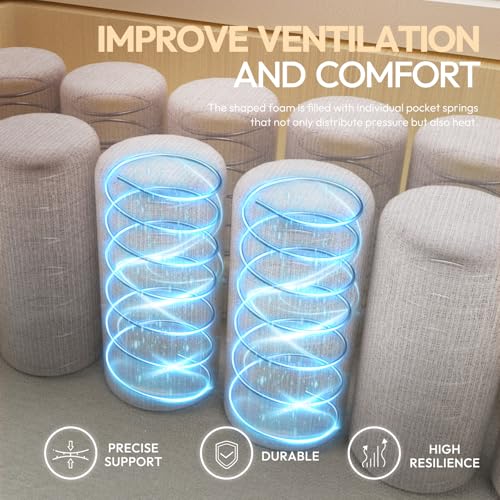 Sedia da gaming, ergonomica, da ufficio, con massaggio e riscaldamento, cuscino a molle insacchettate, come nel divano, sedia girevole in PC, con supporto lombare e poggiapiedi, nero e bianco - Sedia gaming - Immagine 4