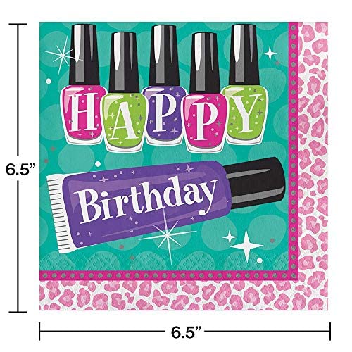 Teen Sparkle Spa Party Supplies Pack Serves 16 | Makeup | Dinner Plates, Luncheon Napkins, Cups And Table Cover With Birthday Candles (Bundle For 16) #TOP3