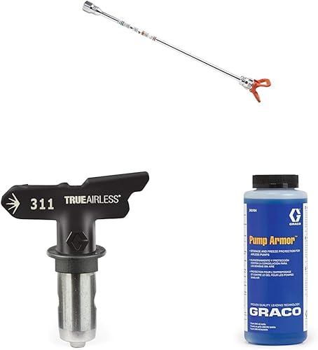 Graco 243041 Magnum - Extensión de punta de 15 pulgadas, gris y TRU311 TrueAirless 311 punta de pulverización y armadura de bomba 243104, 1 cuarto