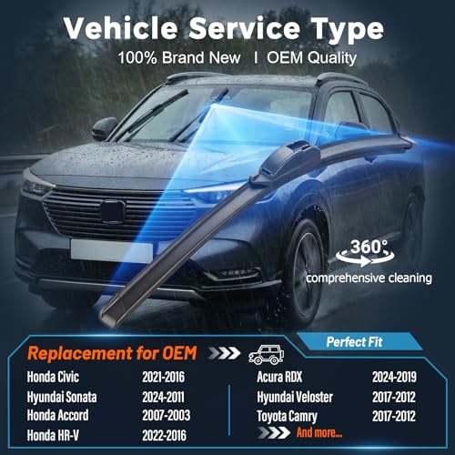 Image of AUTOBOO PLUS 26 inch + 18 inch All-Season Windshield Wiper Blades (Pack of 2) | Premium OEM-Quality, Rust-Resistant Rubber Encased Design, Streak-Free, Quiet, Smooth & Long-Lasting Performance