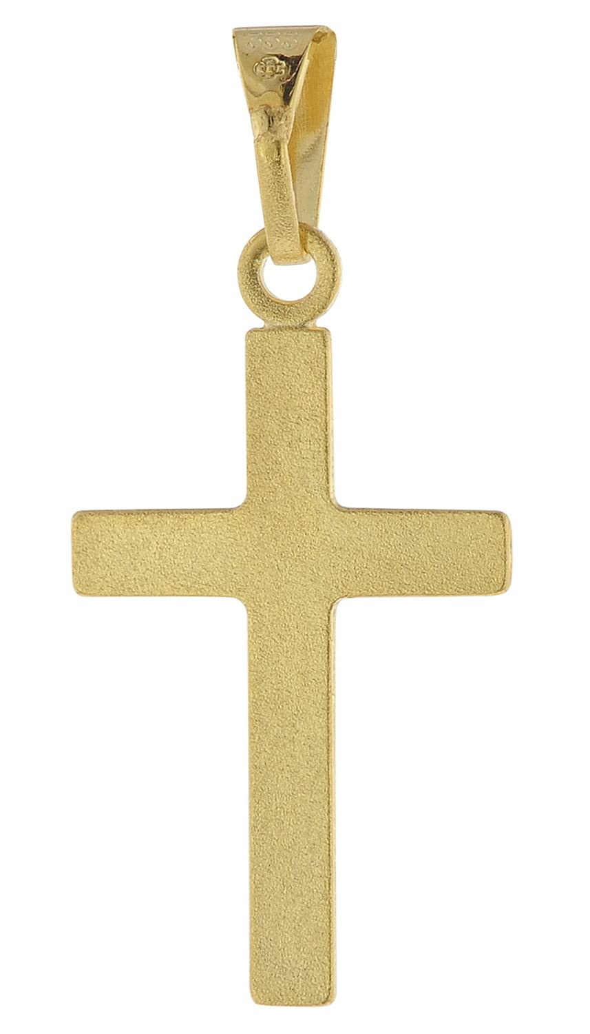 trendor Damen Kreuz-Anhänger 333 / 8K Gold + Vergoldete Silberkette 51056 | zauberhafter Halsschmuck für Frauen, diese Halskette ist eine tolle Geschenkidee,