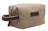 IBLUE Canvas Leather Travel Toiletry Organizer Shaving Dopp Kit Cosmetic Makeup Bag,#B4 (Coffee)