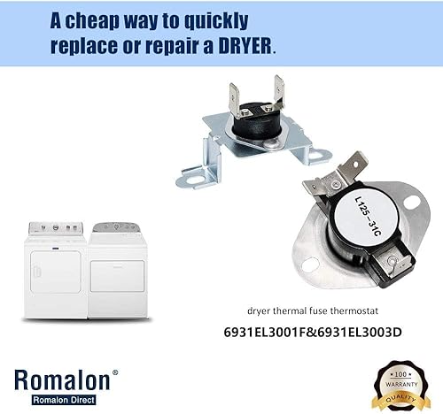 Miniatura 7 de Romalon Fusible térmico 6931EL3003D y termostato 6931EL3001F L125-31C de repuesto compatible con Ken-More L-G reemplaza dle5955w 1268366 1377779