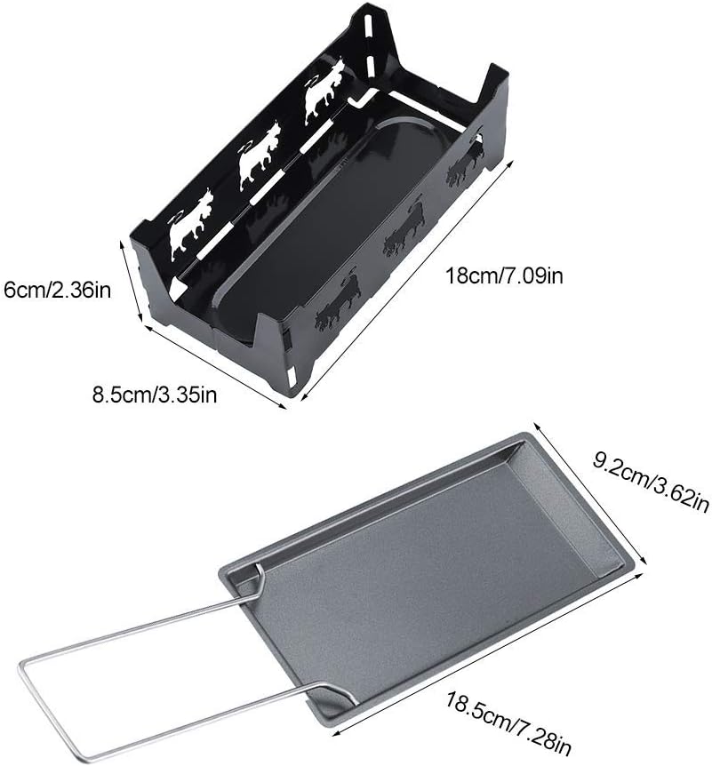 Cheese Raclette, Portable Foldable Non-Stick Cheese Rotaster Baking Tray Candlelight Cheese Melter Pan with Handle Spatula Barbecue Home Kitchen Grilling Tool