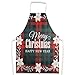 BETESSIN Delantal Unisex para Navidad Delantal Lino Cuadros Rojo Verde Hombre Mujer Cocinero Chef de Cocina para Restaurante Barbacoa Jardín Bistro Picnics Cafetería en Fiesta de Navidad