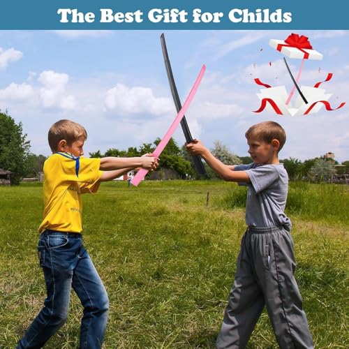 Image of 2Pcs Samurai Sword, Telescopic Sword Set for Display and Role Play, Anime Sword Toy for Cultural Enthusiasts,Black and Pink (2pcs（Black Pink）)