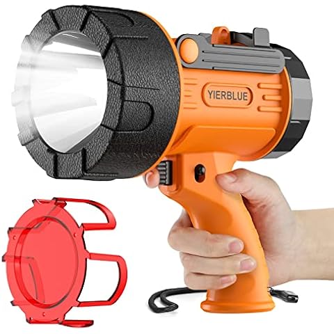 YIERBLUE Rechargeable Spotligh with 1000,000 Lumen LED, Handheld Rechargeable Spotlight IP67 Waterproof Flashlight,10000mAh 9h Ultra-Long Standby, Ideal Spotlight for Boating, Camping Cover