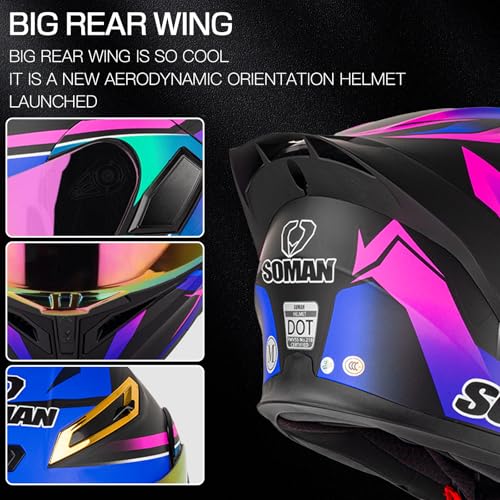 Bluetooth Motorcycle Helmet, DOT Approved Double-Sided Hood Full face flip Type Built-in Dual Speaker Microphone, Suitable for Adults, Men, and Women (A01,Medium) by Quaxton - Used condition - Image 3