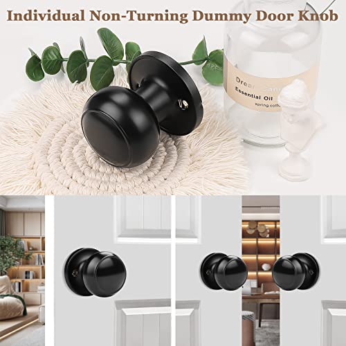 Probrico (6 Pack Classic Closet Door Knobs Dummy Door Knob, Individual Non-Turning Dummy Door Knob Single Side, Black Interior Door Knobs, Easy Installation #TOP2