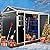 Jaxenor 8x6 FT Resin Storage Sheds Outdoor with Floor Included, Plastic Sheds & Outdoor Storage Clearance with 2 Windows and Lockable Door, Backyard Storage Sheds for Garden Tools, Bike