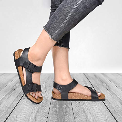 AEROTHOTIC Women's Arch Support Ankle Strap Sandal (Black, 9)2