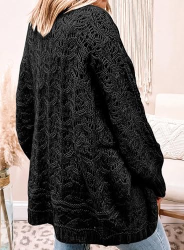 Eytino Womens Plus Size Crochet Cardigan Sweater Long Sleeve Hollow Out Open Front Cardigans Outwear(1X-5X)2
