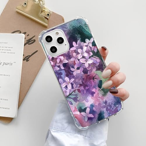 Coque pour iPhone 13Pro Max antichoc transparente en TPU souple à motif fleur violette AG3876 - 7