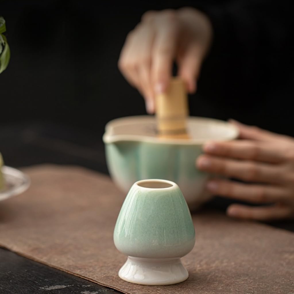 Matcha Tea Whisk Holder Ceramic Holder Chasen Stand fit for Traditional Japanese Tea Matcha Chasen Tea Set Accessories (Green 6)