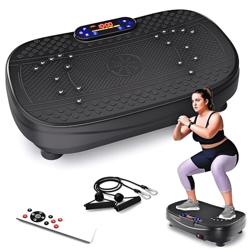 SAVEYOUR Vibrationsplatte für Zuhause - Rüttelplatte mit 120 Stufen & 5 Modi, mit Widerstandsbändern & Fernbedienung, für Fettverbrennung Muskelaufbau Figurformung ideal für Zuhause Home Gym SAVEYOUR Vibrationsplatte für Zuhause - Rüttelplatte mit 120 Stufen & 5 Modi, mit Widerstandsbändern & Fernbedienung, für Fettverbrennung Muskelaufbau Figurformung ideal für Zuhause Home Gym