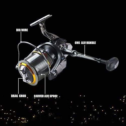 Miniatura 5 de Carrete giratorio de surf, tamaño 10000 12000 Carretes de pesca de agua salada, marco de metal completo de 31 libras de arrastre máximo, 10+1 BB