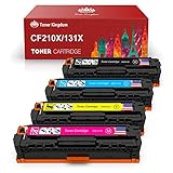 Verpackung: 4 Packung für HP 131X CF210ATonerkartusche (1 Packung CF210A Schwarz, 1 Packung CF211A Cyan, 1 Packung CF212A Gelb, 1 Packung CF213A Magenta)