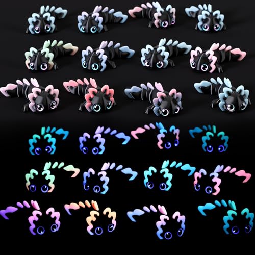 Soulchen 12 Pcs Glow in The Dark 3D Printed Axolotl Figures, Black