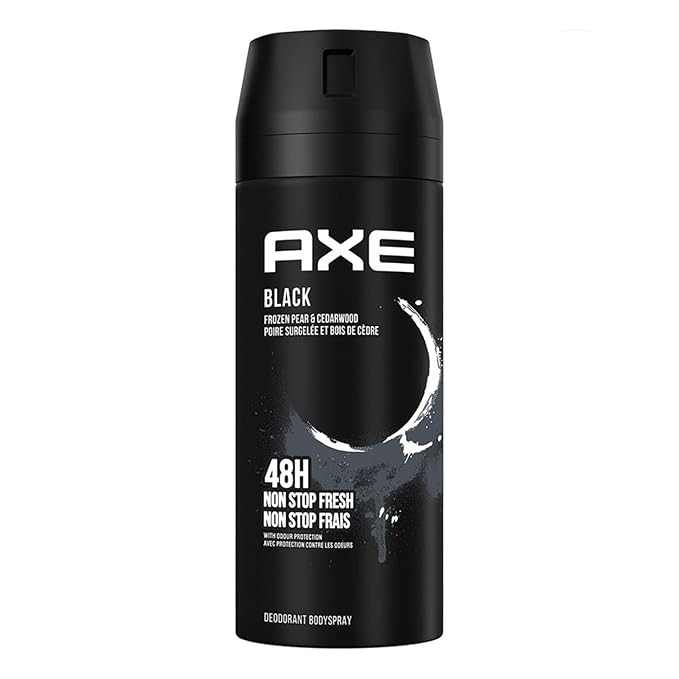 Axe Black Deodorant Body Spray for Men | 48H* Odour Protection | Odour-Combatting Zinc Technology | Frozen Pear and Cedarwood Scent|150ml