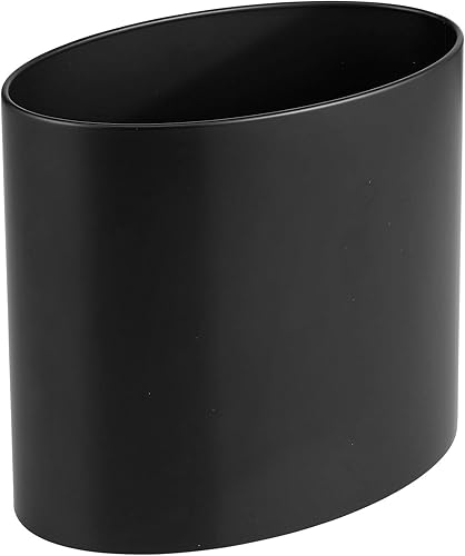 mDesign Cubo de basura ovalado de metal de acero inoxidable, pequeño de 2.09 galones, cesta de basura para baño, dormitorio, cocina u oficina en mDesign Cubo de basura ovalado de metal de acero inoxidable, pequeño de 2.09 galones, cesta de basura para baño, dormitorio, cocina u oficina en
