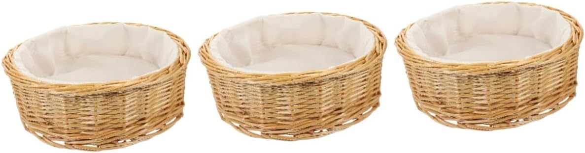 VOSAREA 3pcs Fruit Baskets for Kitchen Storage Baskets Wicker Woven Holder Bread Box Garden Wicker Bread Snack Tray Home Decor Natural Pastoral Style