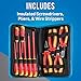 Jonard Tools TK-110INS 11 Piece Insulated Tool Kit with Insulated Phillips and Slotted Screwdrivers, Insulated Pliers, and Wire Stripper, Red