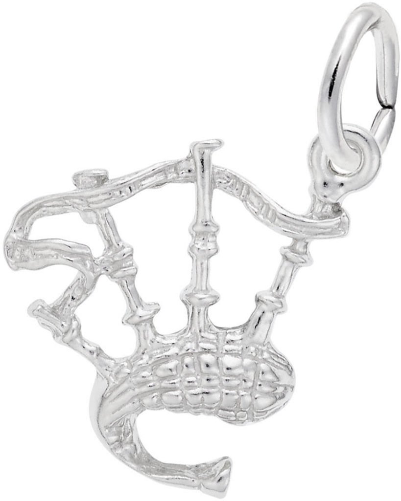 Rembrandt Bagpipes Charm - Metal - 14K White Gold