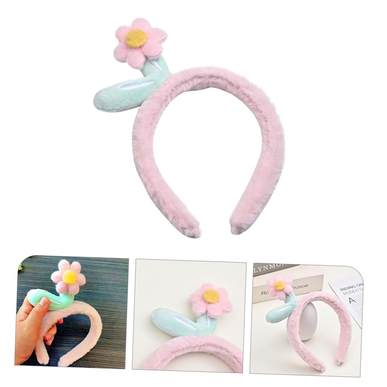 Didiseaon 10 Pezzi fascia di fiori freschi cerchio per con fiori Elastici per per Fascia peluche elastici per le donne fasce imbottite fascia gonfia tessuto rosa