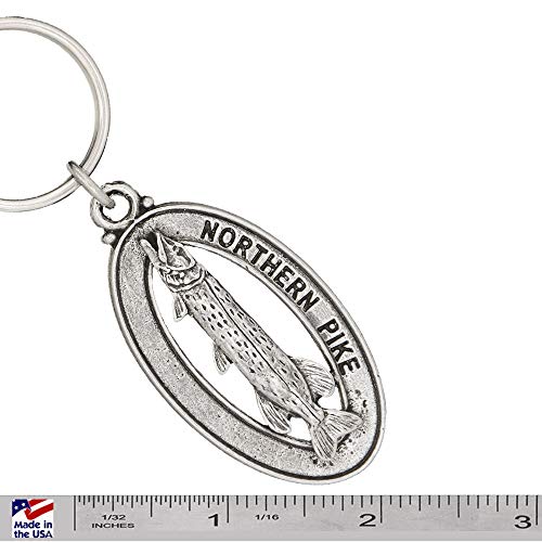 Northern Pike Keychain, Pewter, F064KC, 1 3/4”, 100% Handmade in the USA, Fish Keychain, Pike, Northern, Great Northern pike, Common Pike, Key Ring, Key Fob, Key Chain, 200 Fish Designs Available.2
