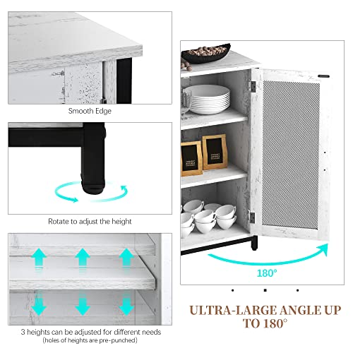 Lvsomt Buffet Cabinet With Storage, Kitchen Storage Cabinet, Industrial Farmhouse Barn, Coffee Bar Table, Multipurpose Side Console Table (White) #TOP4