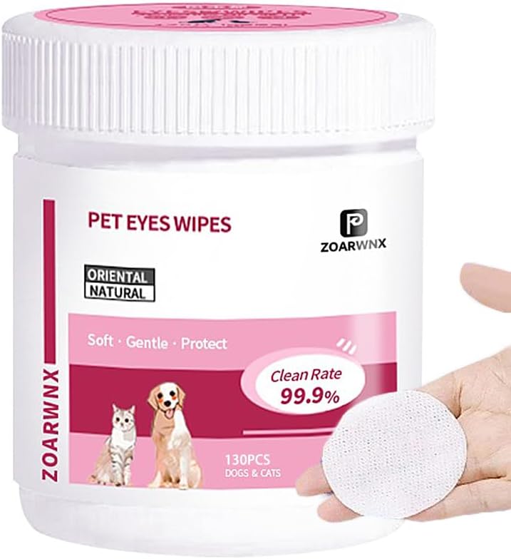 Eyes Wipes for Dogs & Cats 130 Counts, Grooming Kit Care for Dogs and Cats, Prevent Tear Stains, Eye Debris, Discharge | Eyes Wipes for Dogs