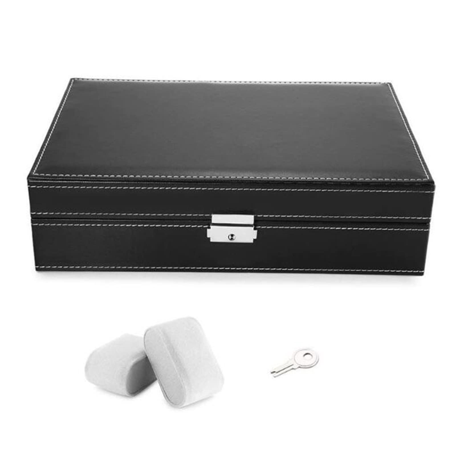 Kosmetik-Schmuck-Aufbewahrungsbox, Leder-Uhrenbox für Herren, 8 Plätze, Uhren-Organizer-Tablett, Schmuck-Display, Schublade mit Deckel