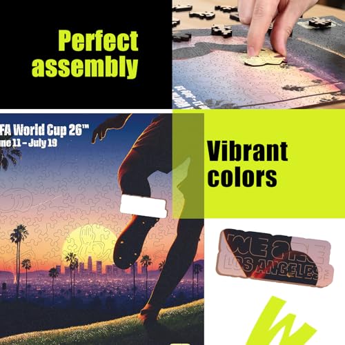 Image of FIFA World Cup 2026 City Puzzle Los Angeles Poster - Wooden Puzzle for Adult, 200 Pieces Unique Shape Puzzle, 5MM Thick, Creative Collectible Gift for Fans, Officially Licensed Product, 9.3x11.8''