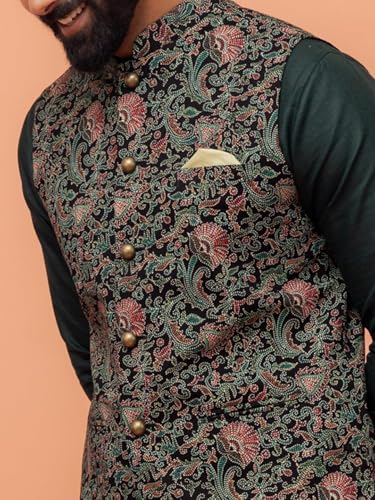 Image of KISAH Men's Jacket - Printed Cotton Blend - Indian Wedding Outfit for Men - Ideal for Weddings and Festivals