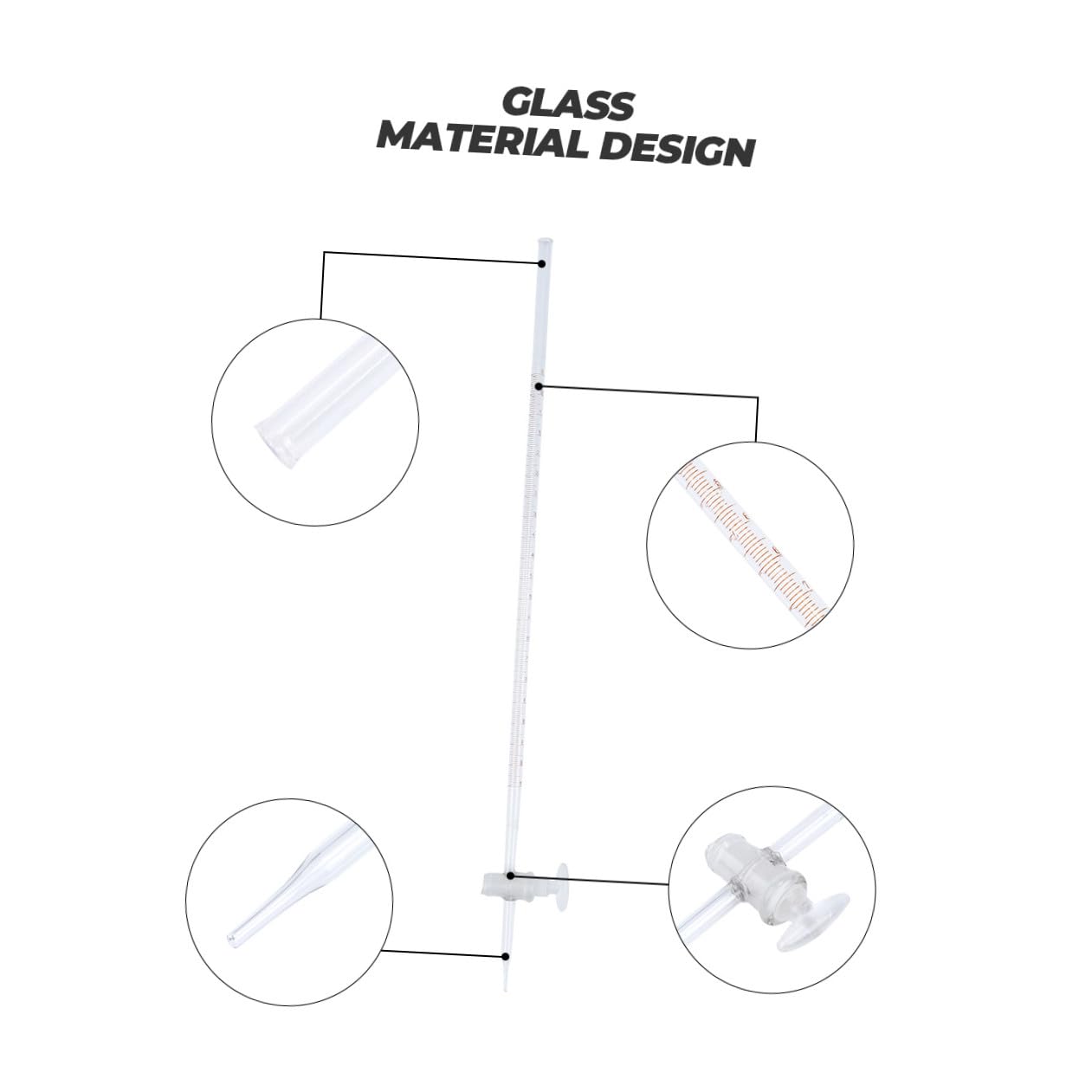 Mipcase Labors Borosilikatbürette Säureglasbürette Säurebürette Gerade Bohrung Glasbürette Chemisches Titrierrohr Rohr Laborglasinstrument mit Absperrhahn für Die Realschule (10Ml)