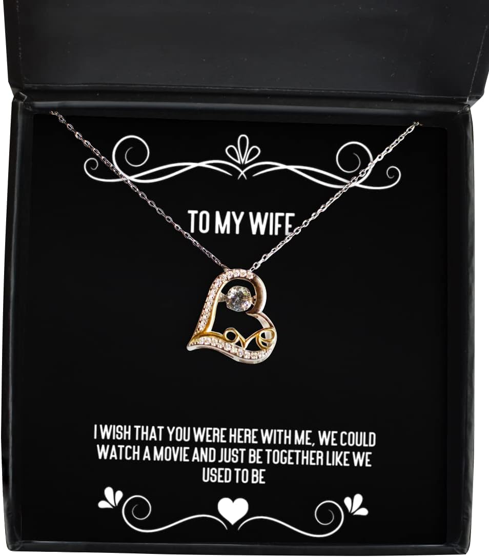 Krumfortable Living Fun Wife, I Wish That You were here with me, we Could Watch a Movie and just be Together Like, Wife Love Dancing Necklace from Husband
