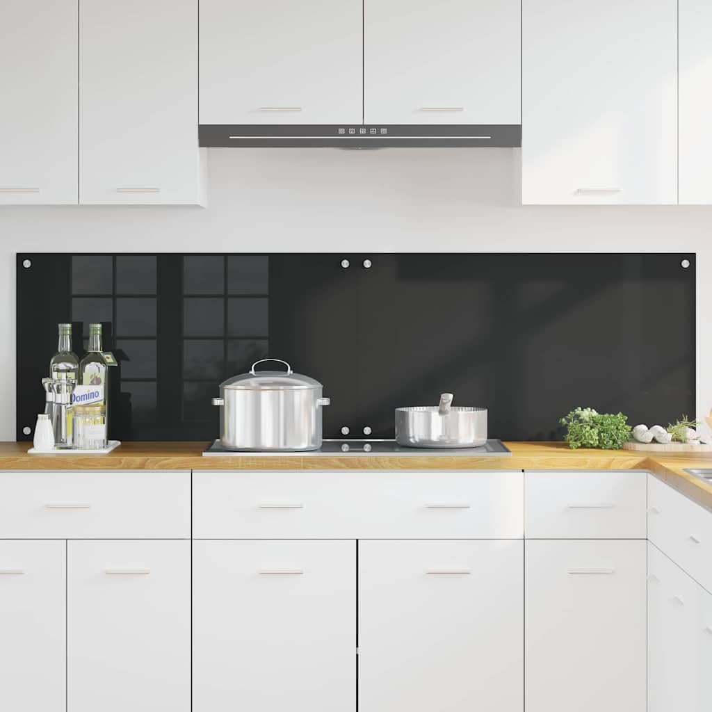 Generisch Küchenrückwand 2 pcs Schwarz 90 x 50 cm Gehärtetes Glas,Heim Garten,Küche Esszimmer,Küchenhelfer -utensilien-3415549