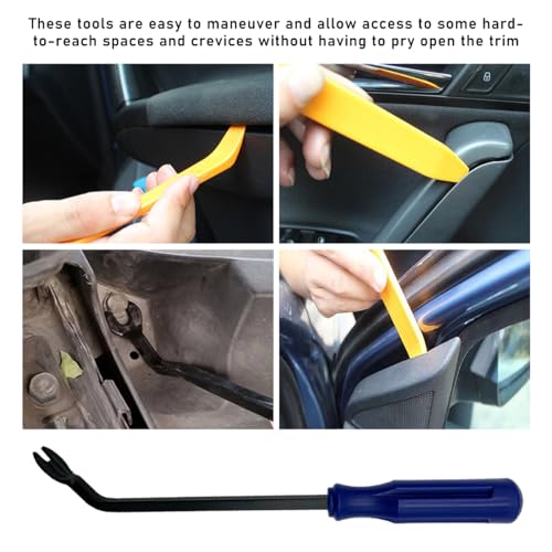Image of Ohleats 5PCS Auto Trim Removal Tool Kit, No Scratch Plastic Pry Tool Kit for Car Panel Audio Dashboard Dismantle, Automotive Interior Trim Molding Fastener Remover, Car Accessories (Blue)