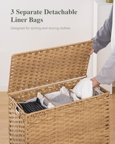 Laundry-Hamper-with-Lid-132-L-35-Gallons-Clothes-Hamper-with-Lid-Handwoven-Rattan-Laundry-Hamper-with-Metal-Heightened-Feet-Laundry-Hampers-with-3-Removable-Liner-Bags-for-Laundry-Natural Laundry Hamper with Lid 132 L 35 Gallons Clothes Hamper with Lid Handwoven Rattan Laundry Hamper with Metal Heightened Feet Laundry Hampers with 3 Removable Liner Bags for Laundry Natural