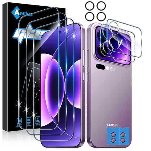 Aerku Verre Trempé pour Xiaomi Mi 17 Pro Max, 3 Pièces Protection Écran, 2 Pièces Vitre Film de Lunette Arrière, 2 Pièces Caméra Protecteur, 9H Dureté,...