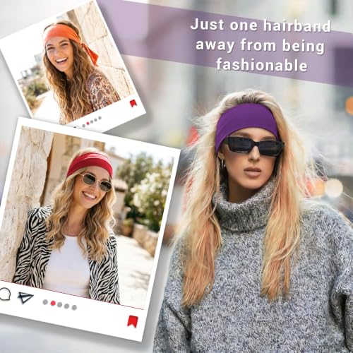 Image of DRESHOW 6 PCS Adjustable Headbands for Women Knotted Headbands Elastic Non-Slip Fashion Hair Bands for Workout Sports Running Yoga