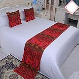 ZZenSmot Modern Soft Embroidery Bed Scarf,European Dustproof Luxury Jacquard Polyester Bed Runner,Be