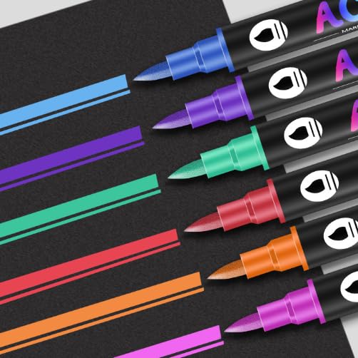 36 Pcs Feutre Coloriage Adulte 72 Couleurs, Marqueur Peinture Acrylique Double Pointe, Feutre Dessin avec Embout Souple, Crayon Peinture Acrylique, pour Papier Plastique Tissu Pierre Verre