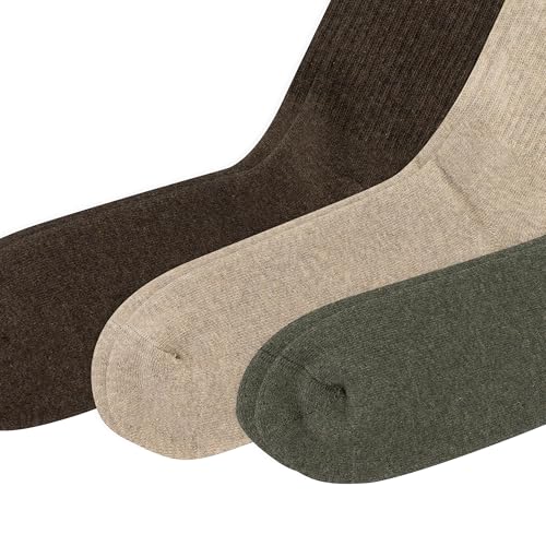 Polo Ralph Lauren Men's Ribbed Casual Crew Socks -3 Pair Pack- Cotton Comfort & Heel-toe Reinforcement3