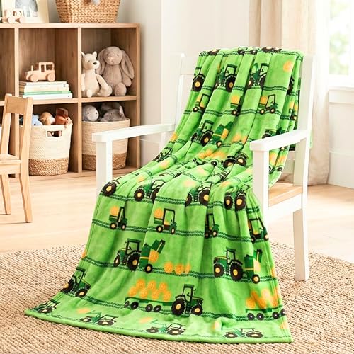 John Deere Trailer Tractor Kids Bedding Super Soft Plush Throw Blanket 46 in x 60 in (Officially Licensed Product) by Franco