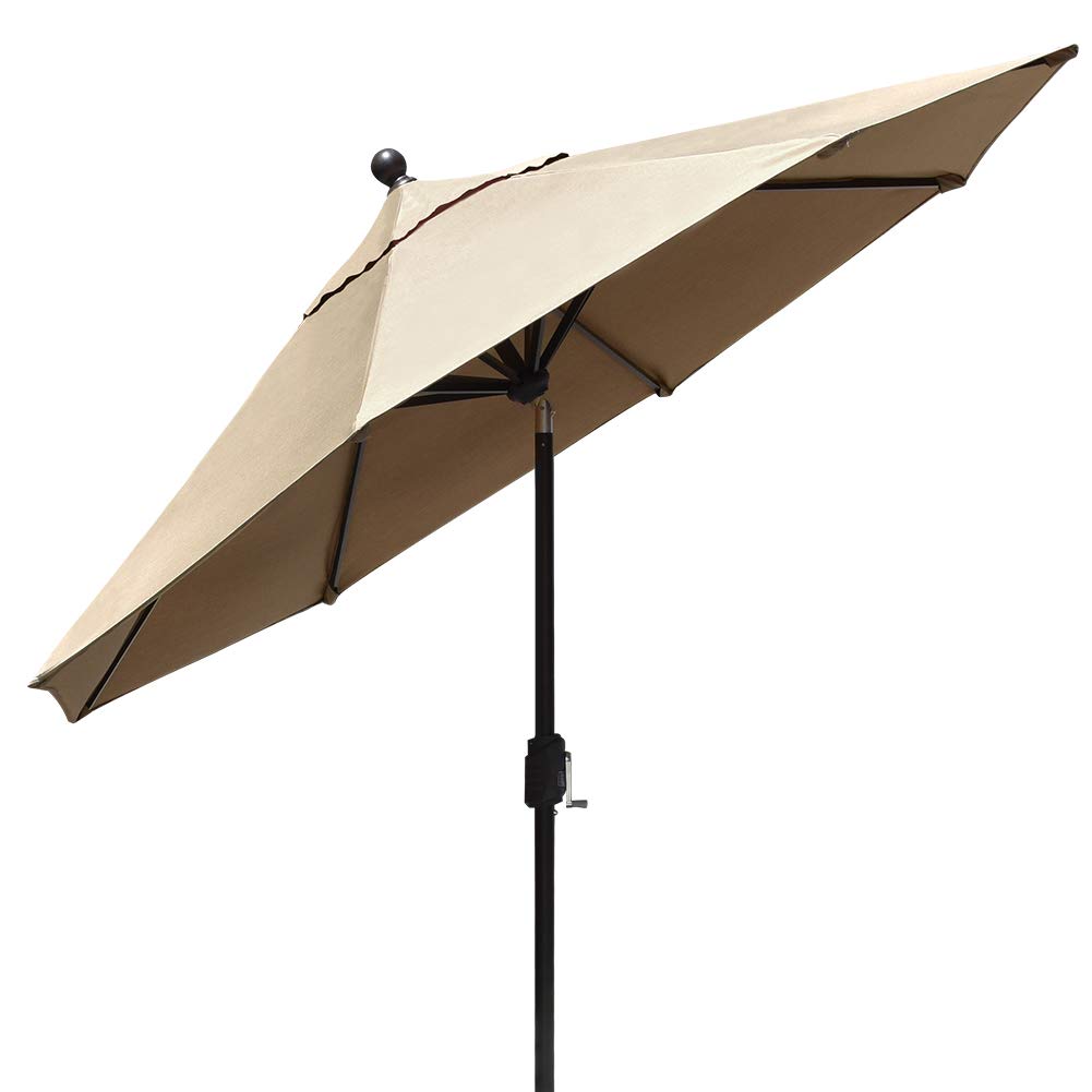 Amazon Com Eliteshade Sunbrella 9ft Market Umbrella Patio Outdoor Table Umbrella With Ventilation And 5 Years Non Fading Top Heather Beige Garden Outdoor