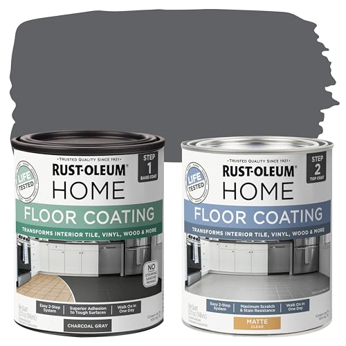 Rust-Oleum 367596 Home Interior Floor Coating Kit, Matte Charcoal Gray