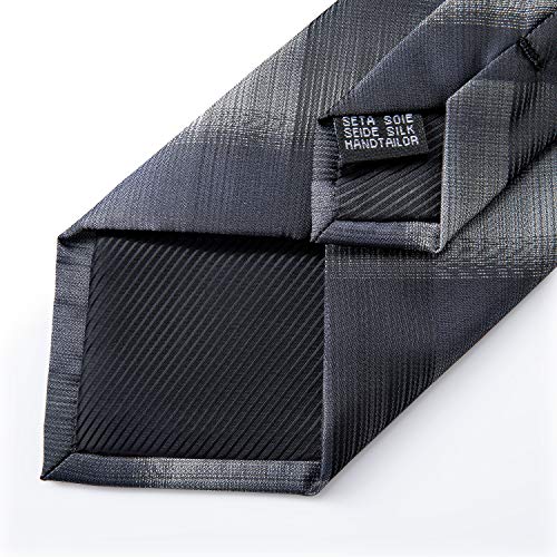 Image of DiBanGu Extra Long Tie for Men 63 inch XL Silk Necktie Set | Pocket Square and Cufflinks, Big and Tall, Jacquard Woven, Gift Box, Paisley /Plaid /Solid /Striped, for Weddinng Party Business